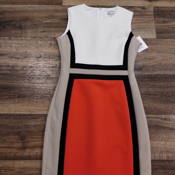 Calvin Kline Colorblock Pencil Dress Dress Size 6 - NWT - RN 54613 - Picture 1 of 9